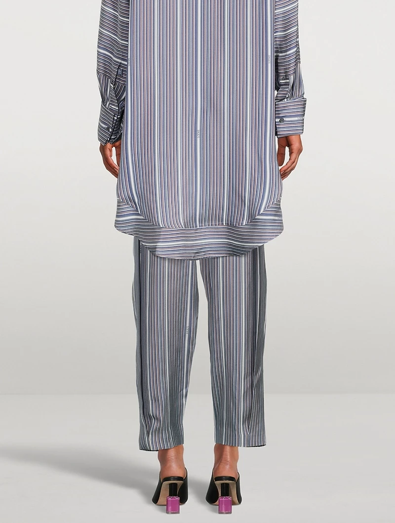 Silk Balloon Trousers Stripe Print