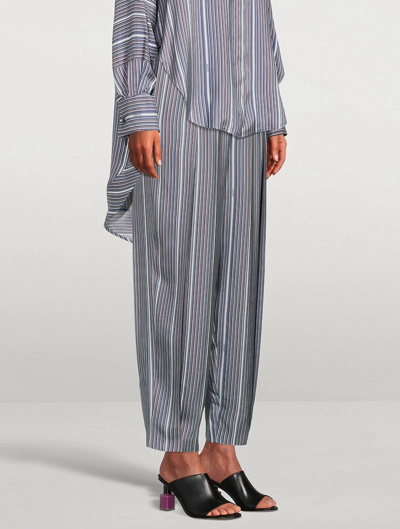 Silk Balloon Trousers Stripe Print