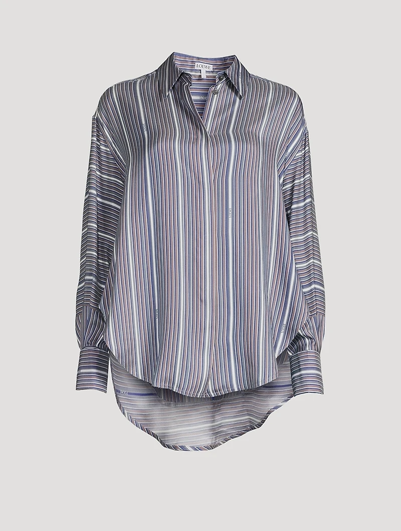 Trompe-L'œil Silk Shirt Stripe Print