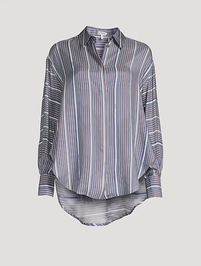 Trompe-L'œil Silk Shirt Stripe Print