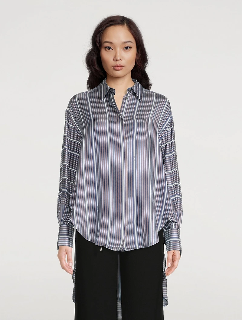 Trompe-L'œil Silk Shirt Stripe Print