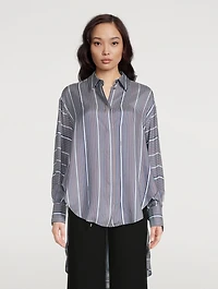 Trompe-L'œil Silk Shirt Stripe Print