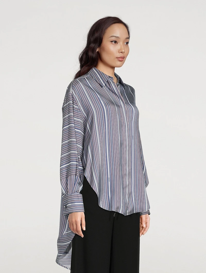 Trompe-L'œil Silk Shirt Stripe Print