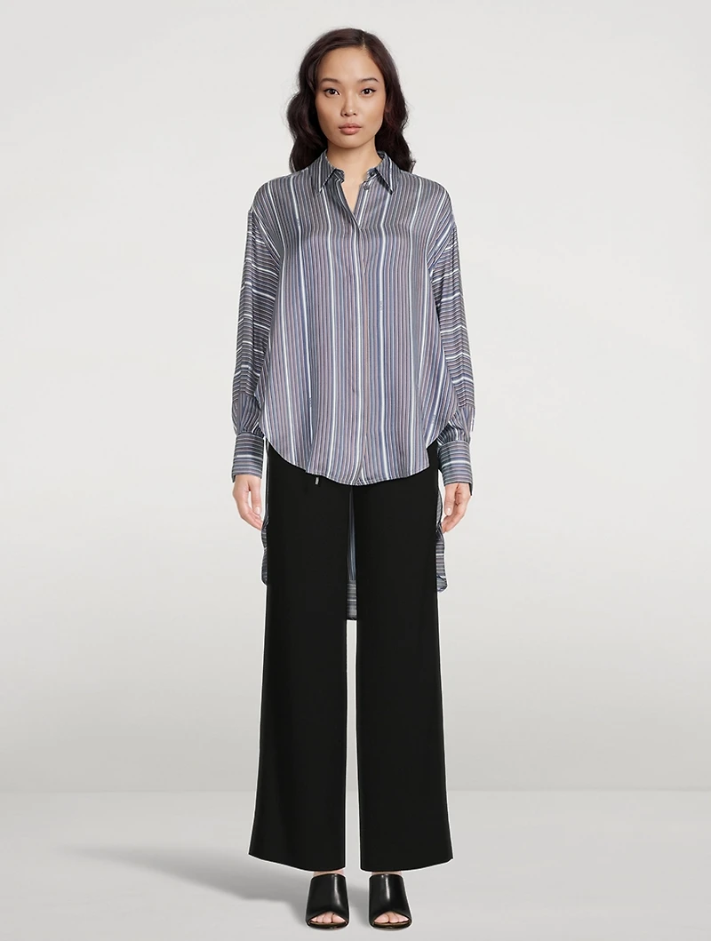 Trompe-L'œil Silk Shirt Stripe Print
