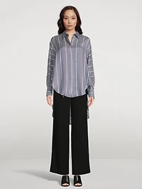 Trompe-L'œil Silk Shirt Stripe Print