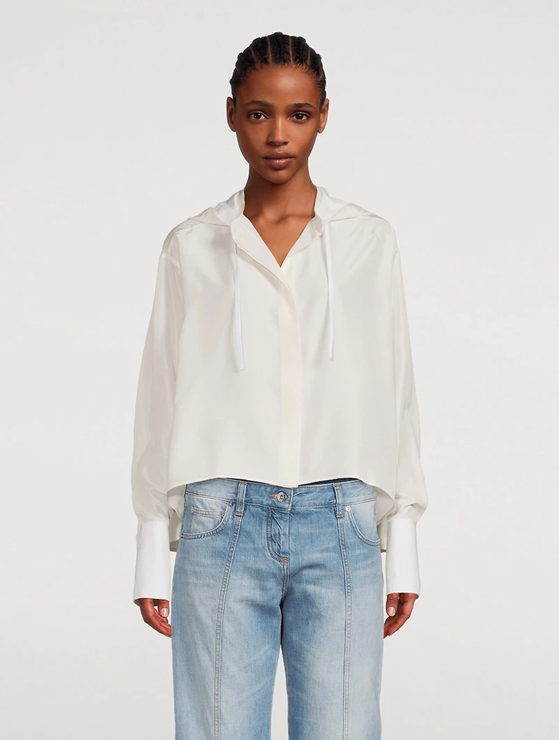 Hooded Silk And Cotton Shirt