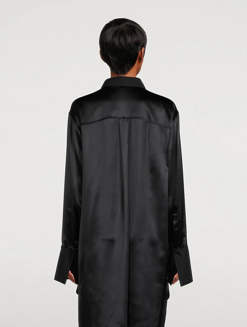 Convertible Silk Shirt Dress