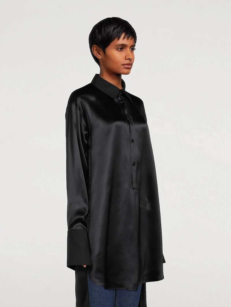 Convertible Silk Shirt Dress
