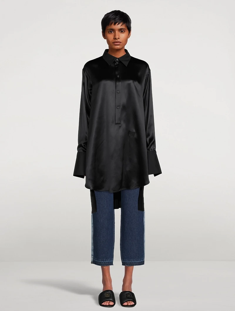 Convertible Silk Shirt Dress