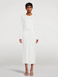 Draped Crepe Jersey Midi Dress