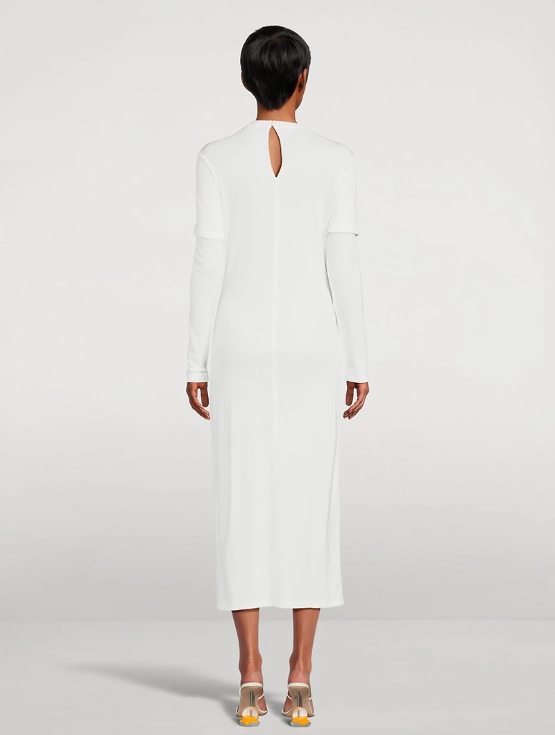 Draped Crepe Jersey Midi Dress