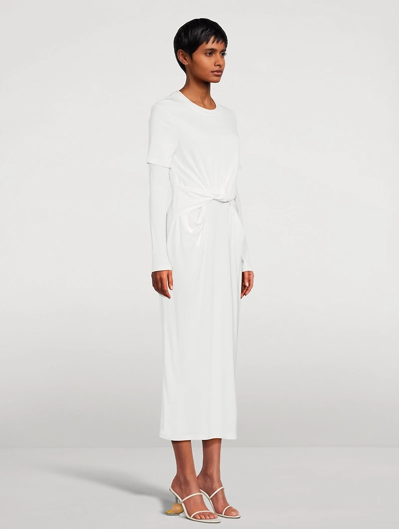 Draped Crepe Jersey Midi Dress