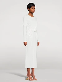 Draped Crepe Jersey Midi Dress