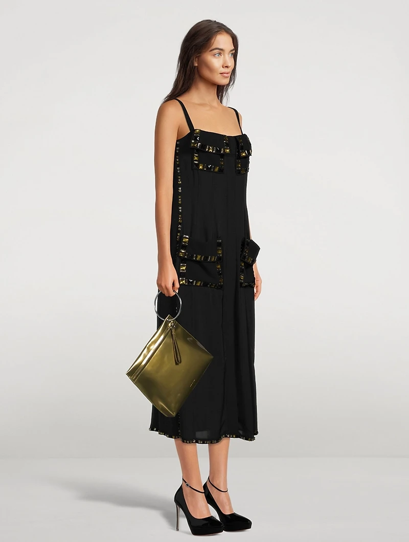 Embroidered Stone Chiffon Dress