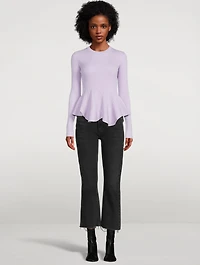 Rib-Knit Fluted Peplum Sweater