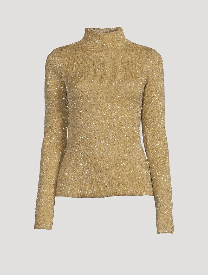 Sequin Knit Cut-Out Sweater