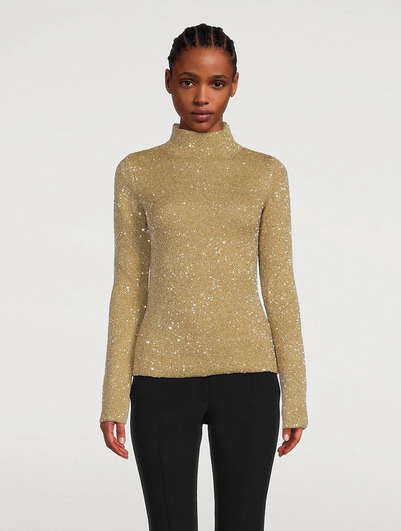 Sequin Knit Cut-Out Sweater