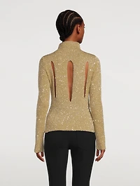 Sequin Knit Cut-Out Sweater
