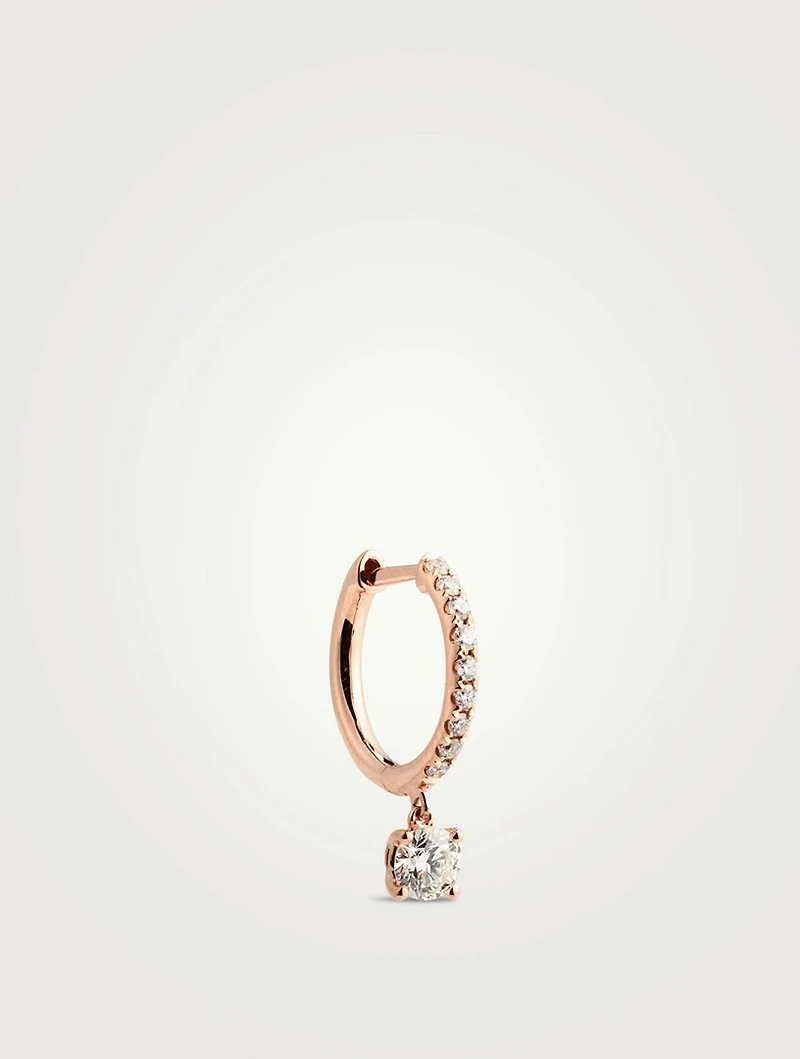 18K Rose Gold Huggie Earring With Diamonds