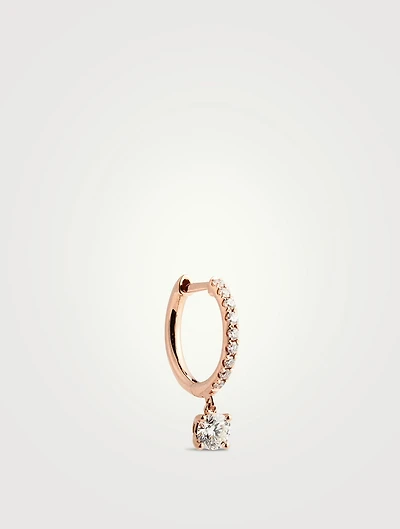 18K Rose Gold Huggie Earring With Diamonds