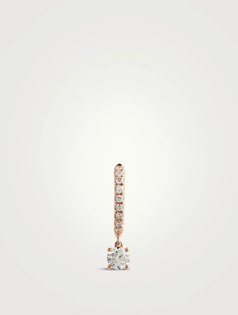 18K Rose Gold Huggie Earring With Diamonds