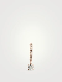 18K Rose Gold Huggie Earring With Diamonds