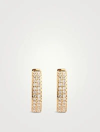 18K Gold Two-Row Huggie Earrings With Diamonds
