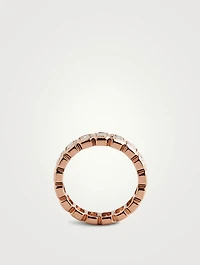 18K Rose Gold Emerald-Cut Diamond Bezel Ring