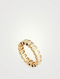 18K Gold Emerald-Cut Diamond Bezel Ring