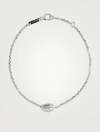 18K Gold Small Palm Leaf Chain Bracelet With Diamonds