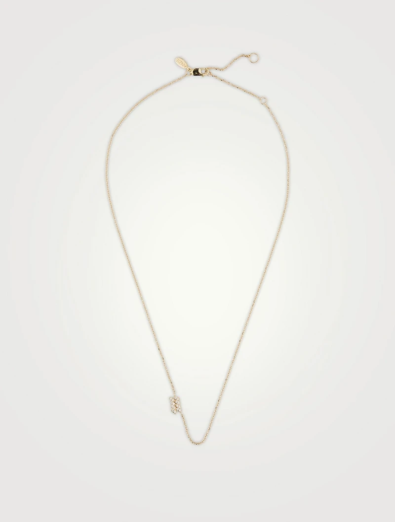Love Letter 14K Gold Aquarius Pavé Zodiac Necklace With Diamonds