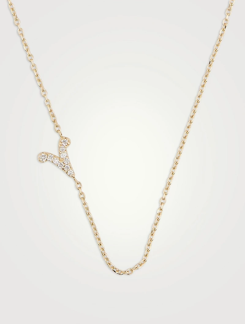 Love Letter 14K Gold Aries Pavé Zodiac Necklace With Diamonds