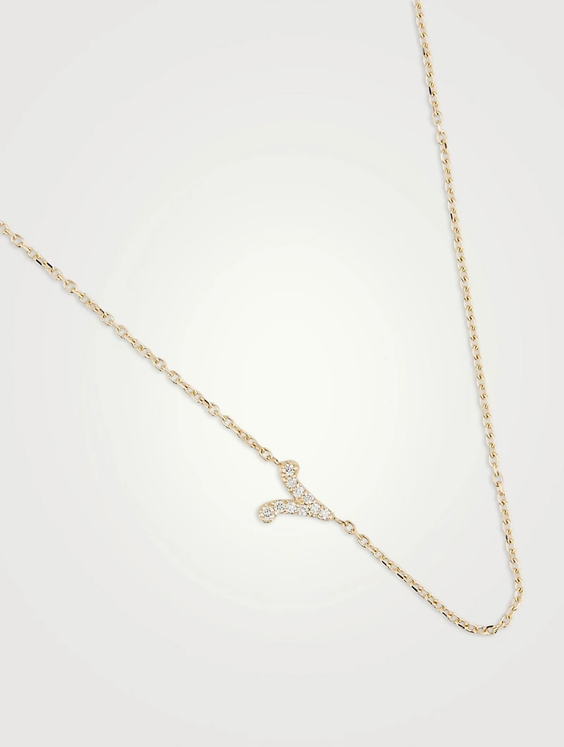 Love Letter 14K Gold Aries Pavé Zodiac Necklace With Diamonds