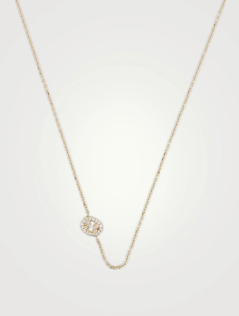 Love Letter 14K Gold Cancer Pavé Zodiac Necklace With Diamonds