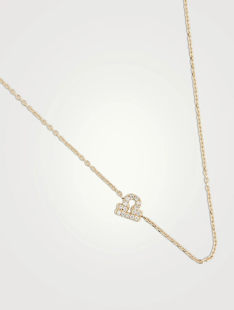Love Letter 14K Gold Libra Pavé Zodiac Necklace With Diamonds
