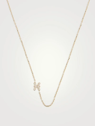 Love Letter 14K Gold Pisces Pavé Zodiac Necklace With Diamonds