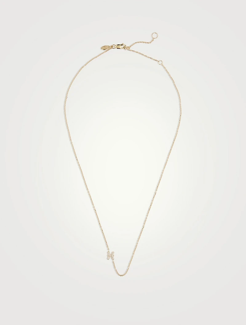 Love Letter 14K Gold Pisces Pavé Zodiac Necklace With Diamonds