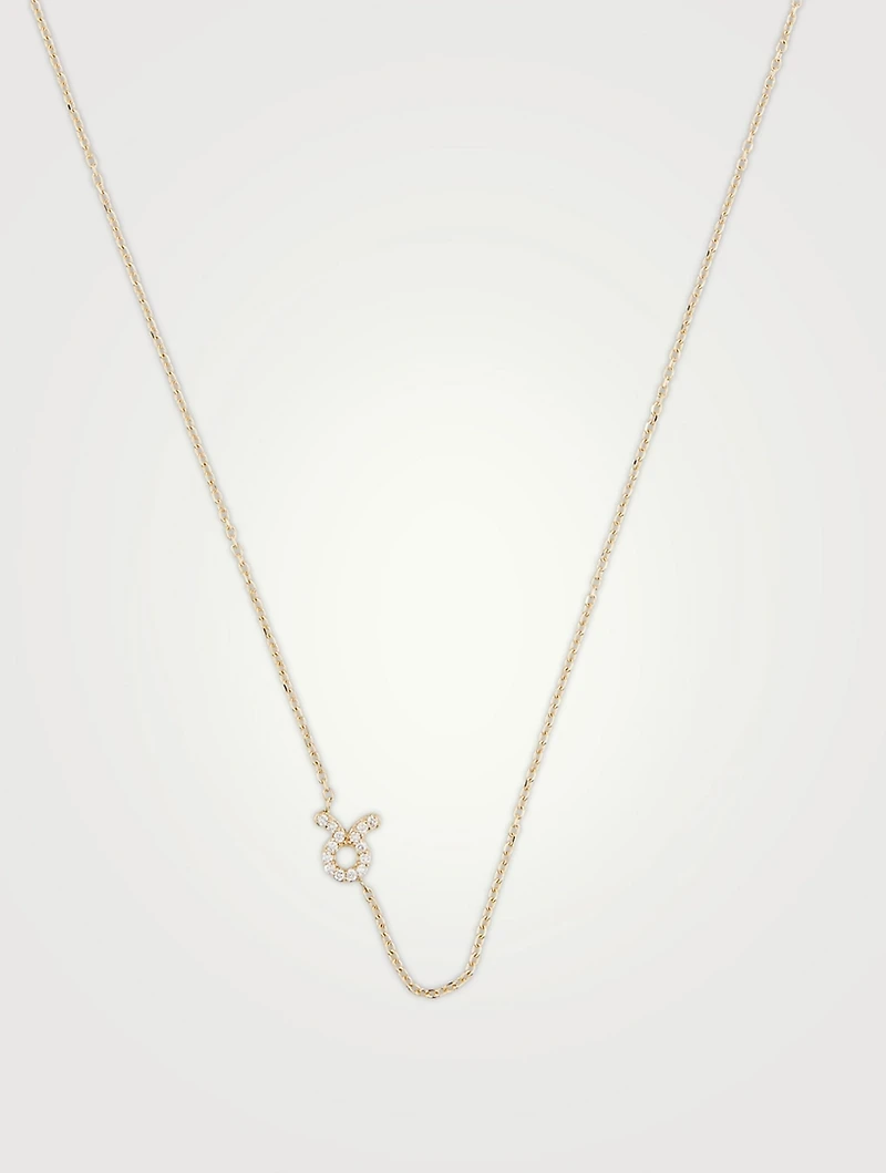 Love Letter 14K Gold Taurus Pavé Zodiac Necklace With Diamonds