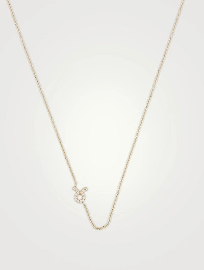 Love Letter 14K Gold Taurus Pavé Zodiac Necklace With Diamonds