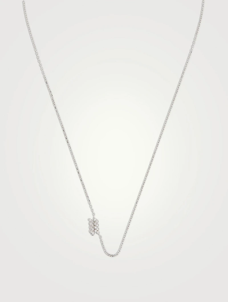 Love Letter 14K White Gold Aquarius Pavé Zodiac Necklace With Diamonds