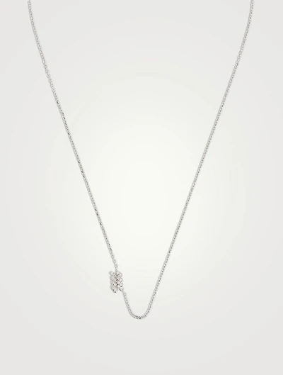 Love Letter 14K White Gold Aquarius Pavé Zodiac Necklace With Diamonds