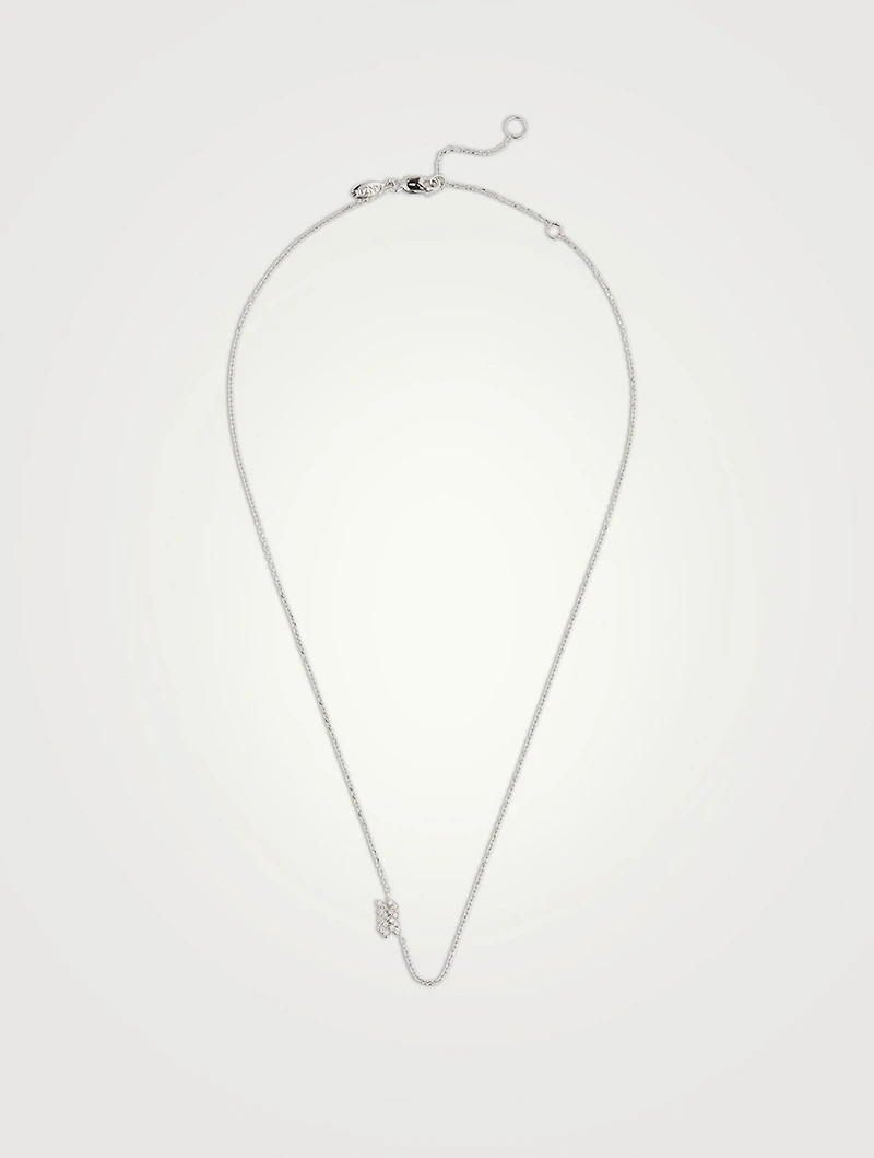 Love Letter 14K White Gold Aquarius Pavé Zodiac Necklace With Diamonds