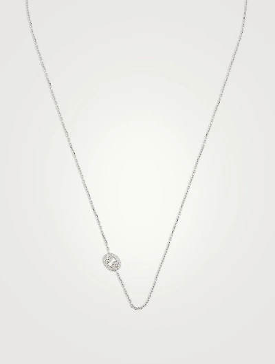 Love Letter 14K White Gold Cancer Pavé Zodiac Necklace With Diamonds