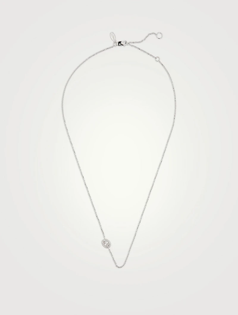 Love Letter 14K White Gold Cancer Pavé Zodiac Necklace With Diamonds