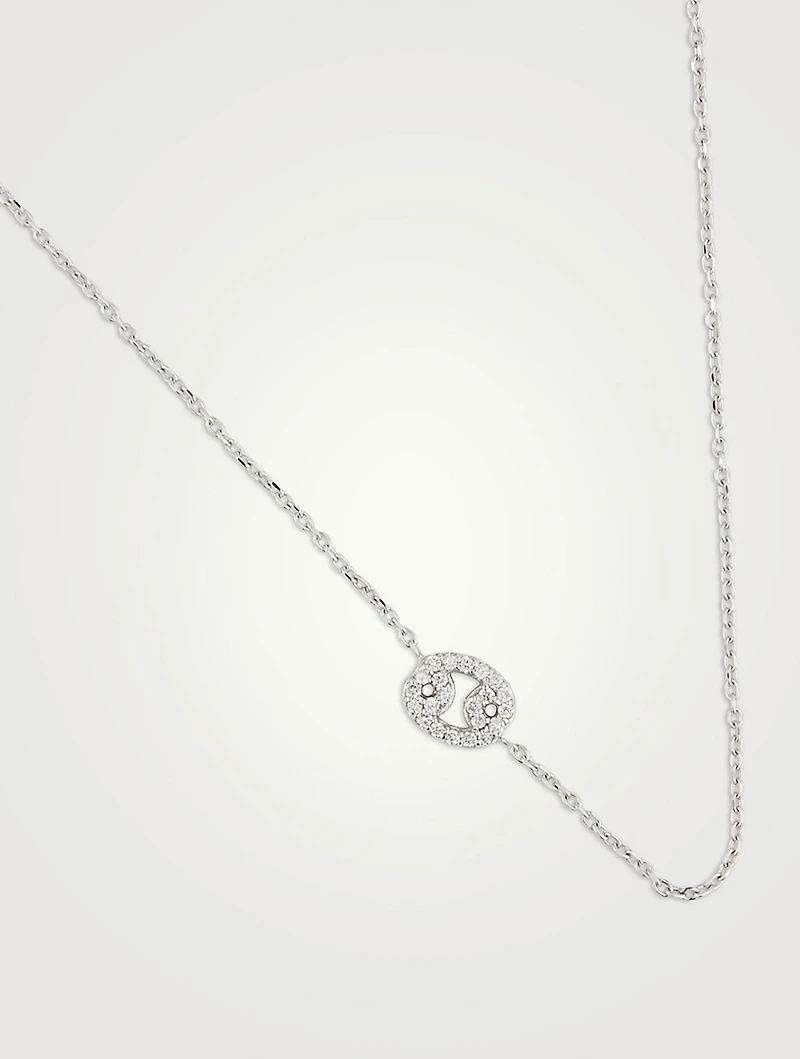 Love Letter 14K White Gold Cancer Pavé Zodiac Necklace With Diamonds