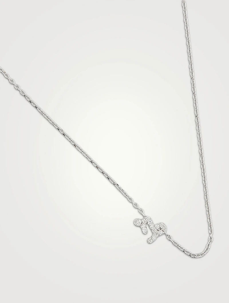 Love Letter 14K White Gold Capricorn Pavé Zodiac Necklace With Diamonds
