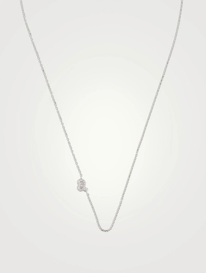 Love Letter 14K White Gold Leo Pavé Zodiac Necklace With Diamonds