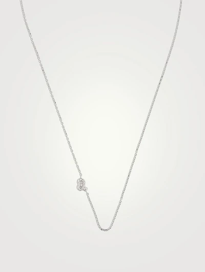 Love Letter 14K White Gold Leo Pavé Zodiac Necklace With Diamonds