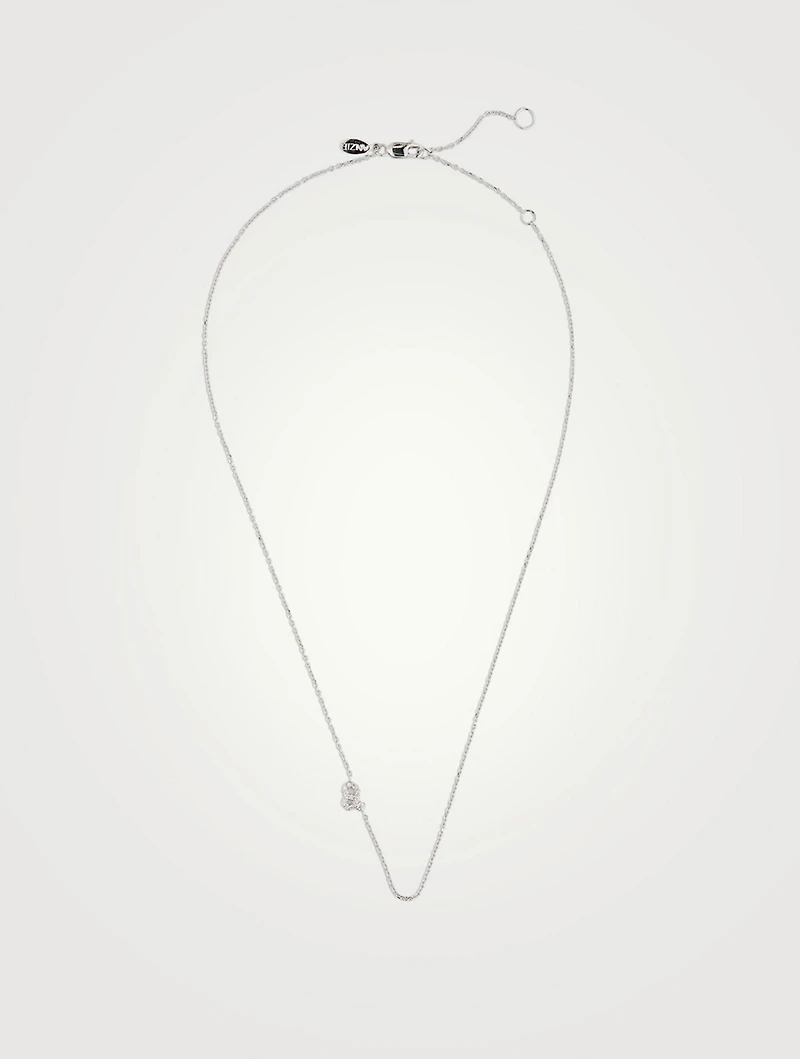 Love Letter 14K White Gold Leo Pavé Zodiac Necklace With Diamonds