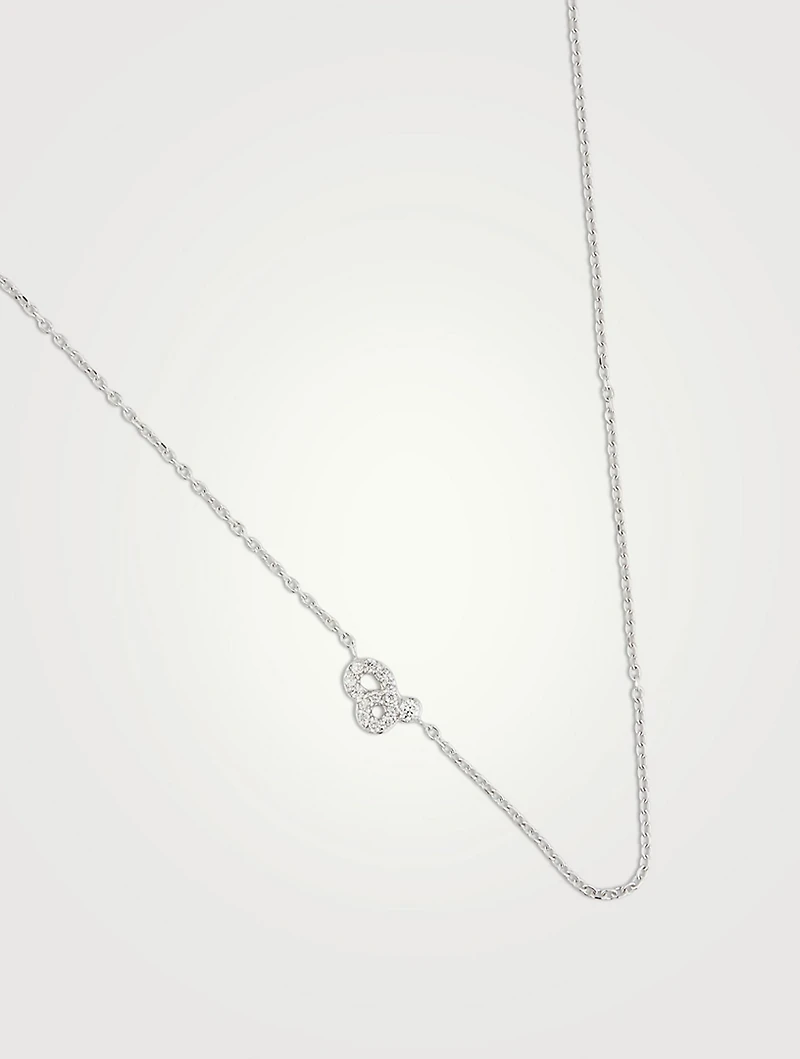 Love Letter 14K White Gold Leo Pavé Zodiac Necklace With Diamonds